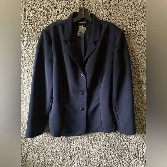 Metro Style Stretch Blazer Women Size20 T Unlined Career Long Slv Polyblend - Picture 3 of 8